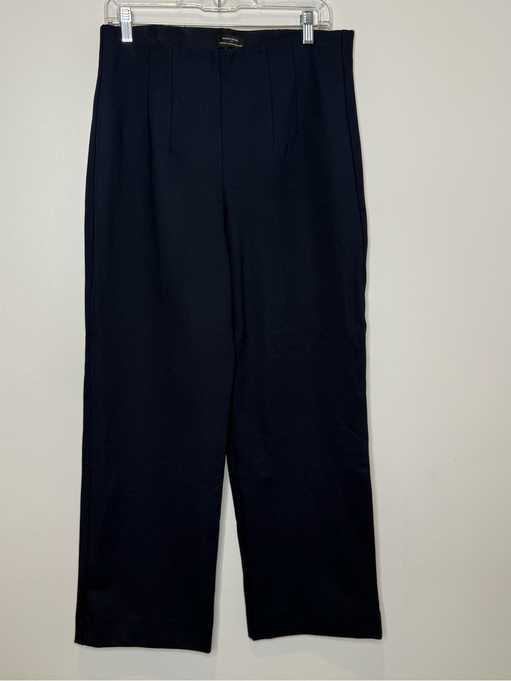 Banana Republic Knit Ponte Stretch Straight Ultra High Rise Pull On Pant Navy